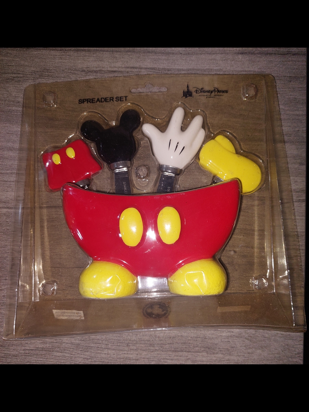 Disneyland Disney World Cheese Spreader Set Mickey Mouse 4 Piece New READ